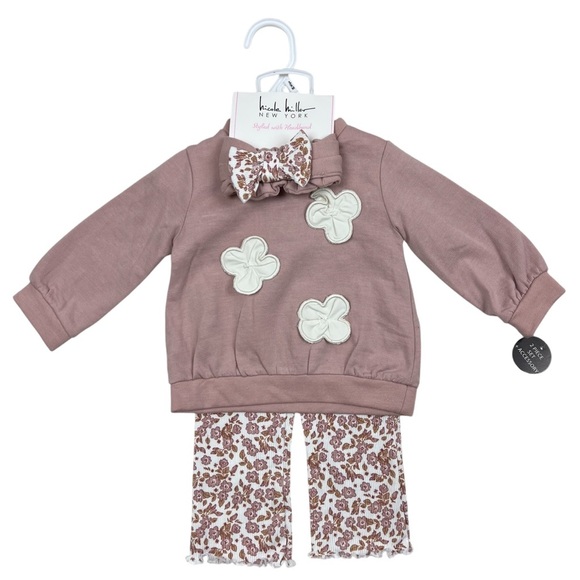 Nicole Miller Other - Nicole Miller Baby Girls 3-piece Matching Fleece Outfit Set - Size 3/6M